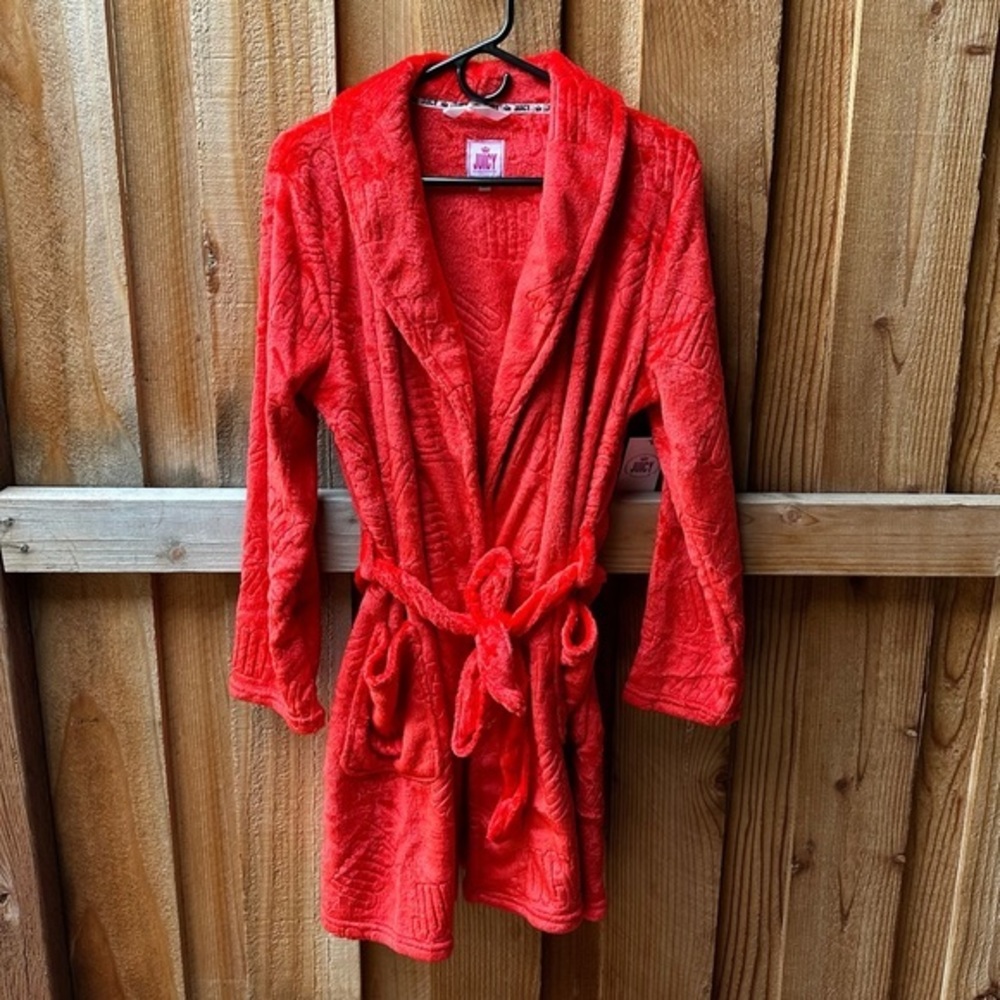 Juicy Couture Red Embossed Logo Short Robe - Picture 3 of 9